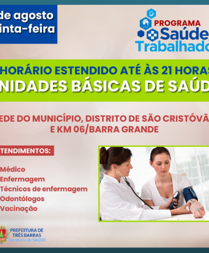 UBS ficarão abertas até às 21h para atender trabalhadores, nesta quinta-feira, 11
