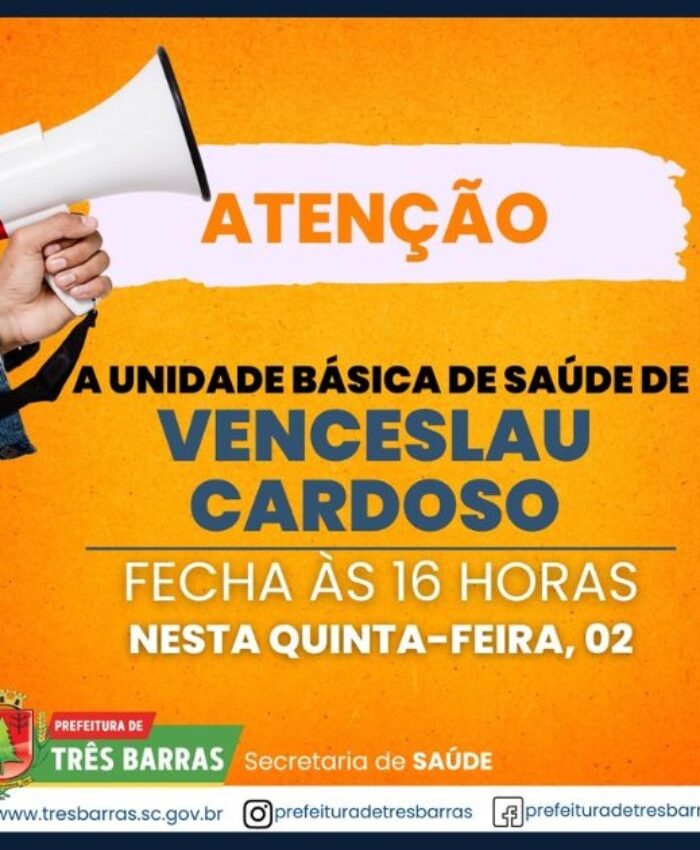 UBS Venceslau Cardoso terá expediente reduzido nesta quinta-feira, 02 de março