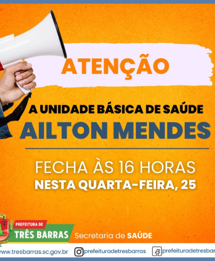 Unidade básica de saúde Ailton Mendes fecha às 16h nesta quarta-feira, 25