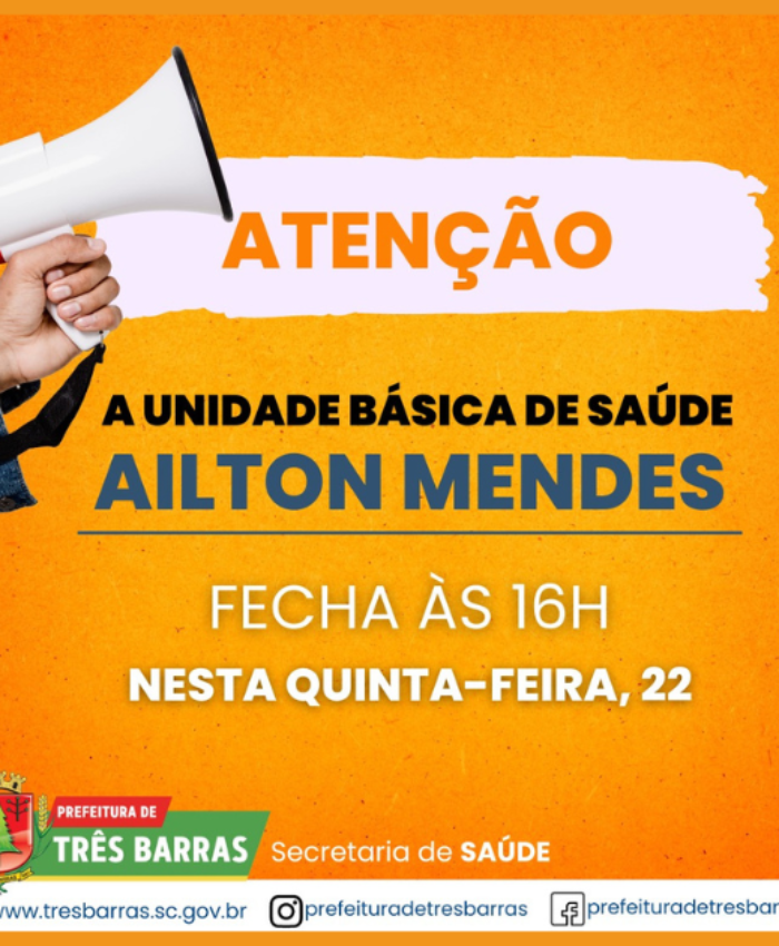 Unidade básica de saúde Ailton Mendes fechará às 16h nesta quinta-feira