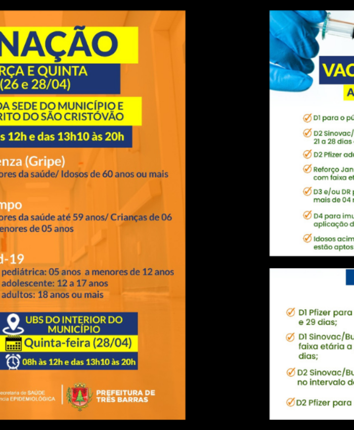 Unidades de saúde ficarão abertas para vacinação até às 20h, nesta quinta-feira