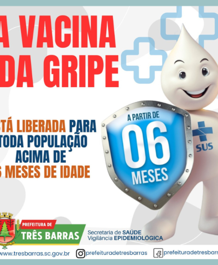 Vacina da gripe está liberada a toda população acima de 06 meses de idade