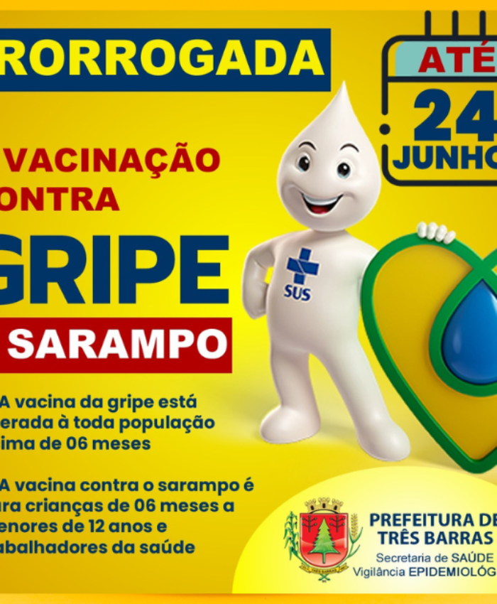 Vacinação contra a gripe e sarampo está prorrogada até 24 de junho