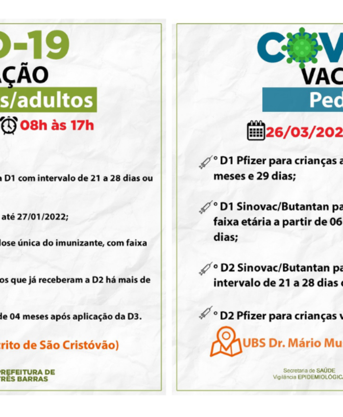 Vacinação deste sábado será novamente na UBS Dr. Mário Mussi